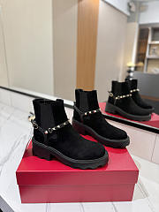 Valentino Short Boots Garavani Rockstud Suede Black - 1