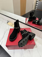 Valentino Short Boots Garavani Rockstud Suede Black - 6