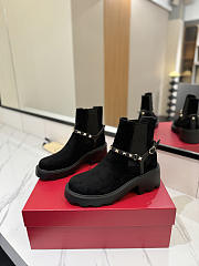 Valentino Short Boots Garavani Rockstud Suede Black - 3