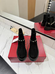 Valentino Short Boots Garavani Rockstud Suede Black - 4