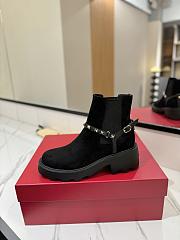 Valentino Short Boots Garavani Rockstud Suede Black - 2