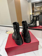 Valentino Short Boots Garavani Double Strap Flat Rockstud Black - 5