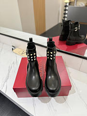 Valentino Short Boots Garavani Double Strap Flat Rockstud Black - 2
