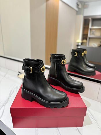 Valentino Vlogo Signature Ankle Boot In Calfskin 55mm in Black