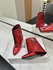 Givenchy Shark Lock Ankle Boots In Snake Effect Leather Red - 4
