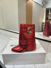 Givenchy Shark Lock Ankle Boots In Snake Effect Leather Red - 3