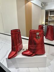 Givenchy Shark Lock Ankle Boots In Snake Effect Leather Red - 2