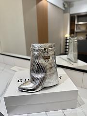 Givenchy Shark Lock Ankle Boots In Snake Effect Leather Silver - 6