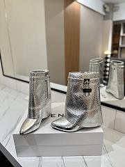 Givenchy Shark Lock Ankle Boots In Snake Effect Leather Silver - 5