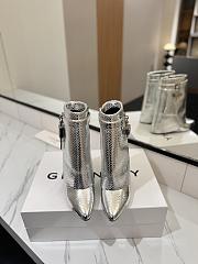 Givenchy Shark Lock Ankle Boots In Snake Effect Leather Silver - 4