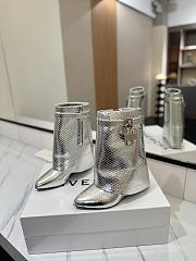 Givenchy Shark Lock Ankle Boots In Snake Effect Leather Silver - 3