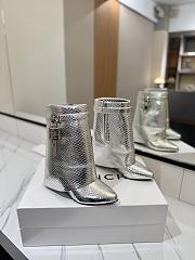 Givenchy Shark Lock Ankle Boots In Snake Effect Leather Silver - 2
