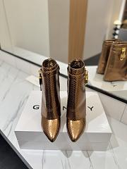 Givenchy Shark Lock Ankle Boots In Snake Effect Leather Metallic Bronze - 3