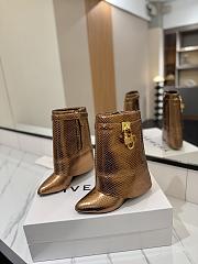 Givenchy Shark Lock Ankle Boots In Snake Effect Leather Metallic Bronze - 2