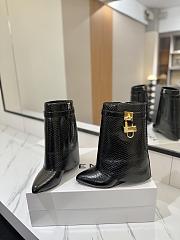 Givenchy Shark Lock Ankle Boots In Snake Effect Leather Black - 2