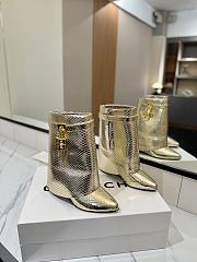 Givenchy Shark Lock Ankle Boots In Snake Effect Leather Gold - 1