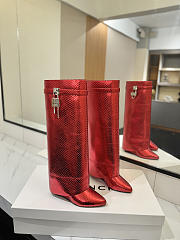 Givenchy Shark Lock Boots In Snake Effect Leather Red - 1