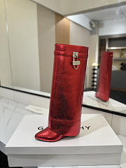 Givenchy Shark Lock Boots In Snake Effect Leather Red - 4