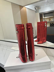 Givenchy Shark Lock Boots In Snake Effect Leather Red - 3