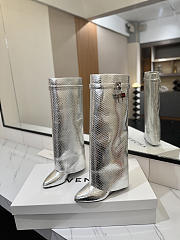 Givenchy Shark Lock Boots In Snake Effect Leather Silver - 4