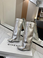 Givenchy Shark Lock Boots In Snake Effect Leather Silver - 5