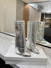 Givenchy Shark Lock Boots In Snake Effect Leather Silver - 2