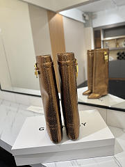 Givenchy Shark Lock Boots In Snake Effect Leather Metallic Bronze - 6