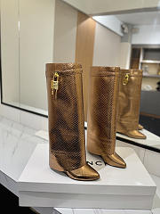Givenchy Shark Lock Boots In Snake Effect Leather Metallic Bronze - 5
