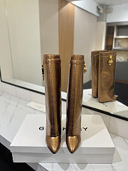 Givenchy Shark Lock Boots In Snake Effect Leather Metallic Bronze - 4