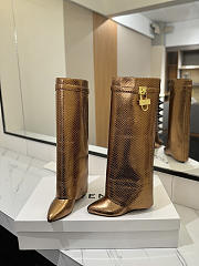 Givenchy Shark Lock Boots In Snake Effect Leather Metallic Bronze - 3