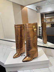 Givenchy Shark Lock Boots In Snake Effect Leather Metallic Bronze - 2