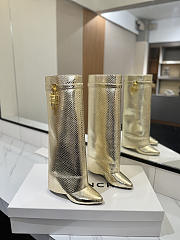 Givenchy Shark Lock Boots In Snake Effect Leather Gold - 1