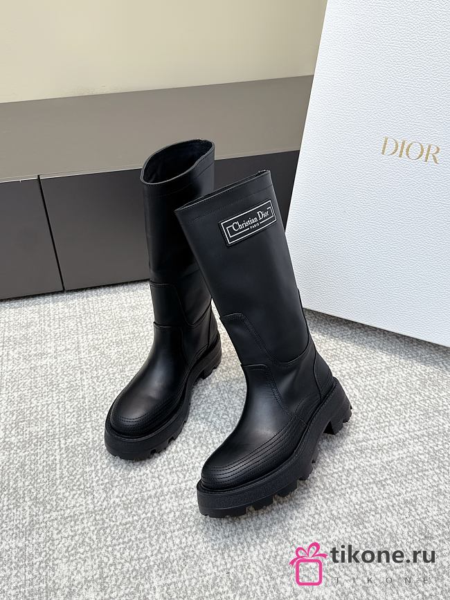 Dior D-Scots Boot Black Rubber Effect Calfskin - 1