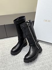 Dior D-Major Boot Black Calfskin and Khaki and Black Technical Fabric - 1