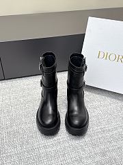 Dior D-Major Ankle Boot Black Calfskin and Black and White Technical Fabric - 5