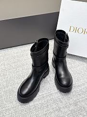 Dior D-Major Ankle Boot Black Calfskin and Black and White Technical Fabric - 6