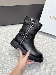 Dior D-Major Ankle Boot Black Calfskin and Black and White Technical Fabric - 4