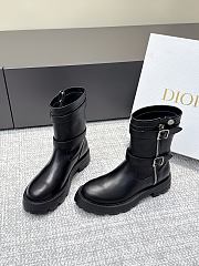 Dior D-Major Ankle Boot Black Calfskin and Black and White Technical Fabric - 3