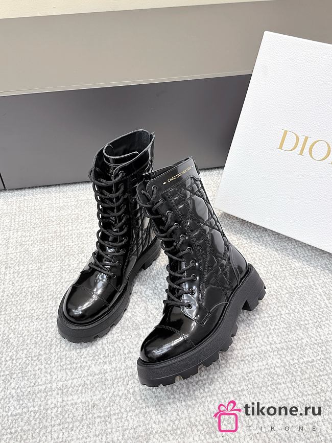 Dior D-Unit Ankle Boot Black Quilted Cannage Calfskin - 1