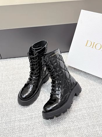 Dior D-Unit Ankle Boot Black Quilted Cannage Calfskin