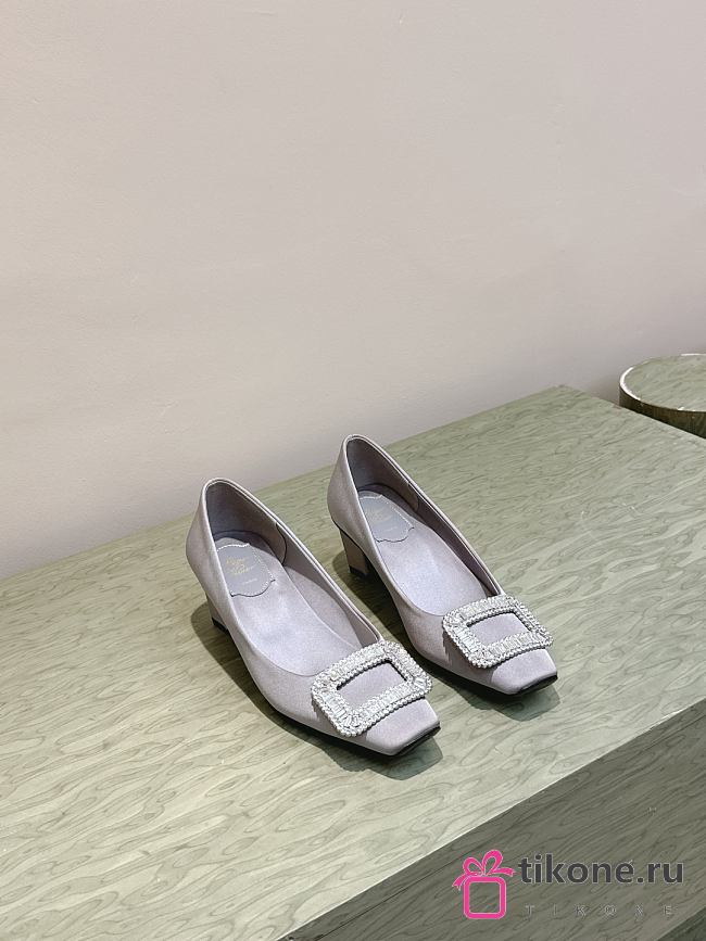 Roger Vivier Belle Vivier Pumps In Satin Gray 4.5cm - 1