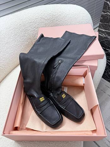 Miumiu Black Ruches Nappa Leather Boots