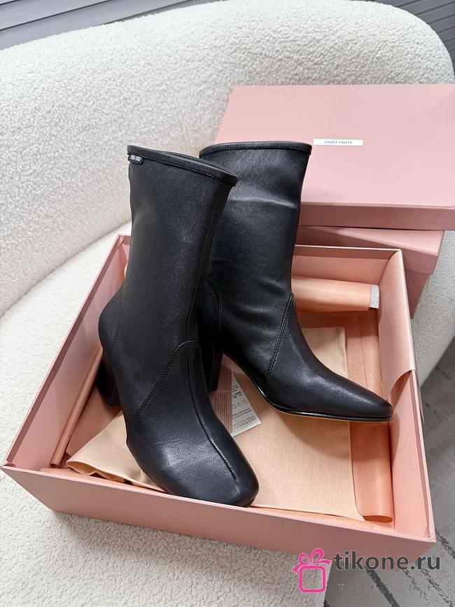 Miumiu Black Nappa Leather Booties 65mm - 1