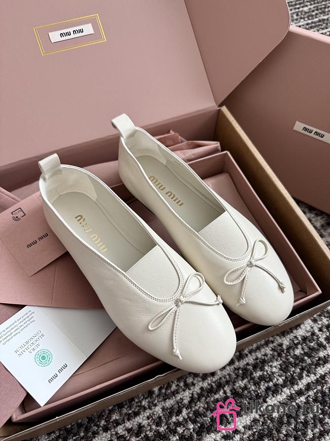 Miumiu Elan Nappa Leather Ballerinas Ivory - 1