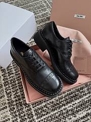 Miumiu Black Leather Brogue Shoes 35mm - 4