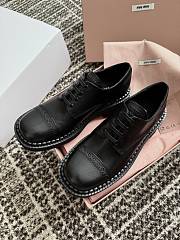 Miumiu Black Leather Brogue Shoes 35mm - 5