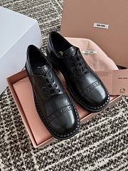 Miumiu Black Leather Brogue Shoes 35mm - 3