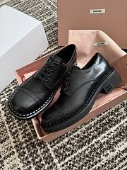 Miumiu Black Leather Brogue Shoes 35mm - 2