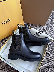  Fendi Filo Black Leather And FF Fabric Biker Jacket - 4
