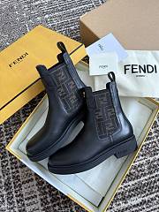  Fendi Filo Black Leather And FF Fabric Biker Jacket - 3